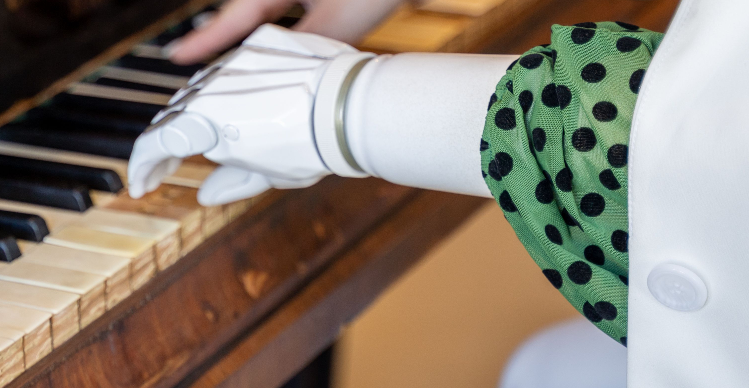 A robot (AI) turning on music.